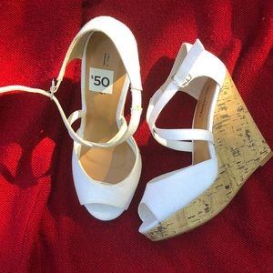 White wedge heel